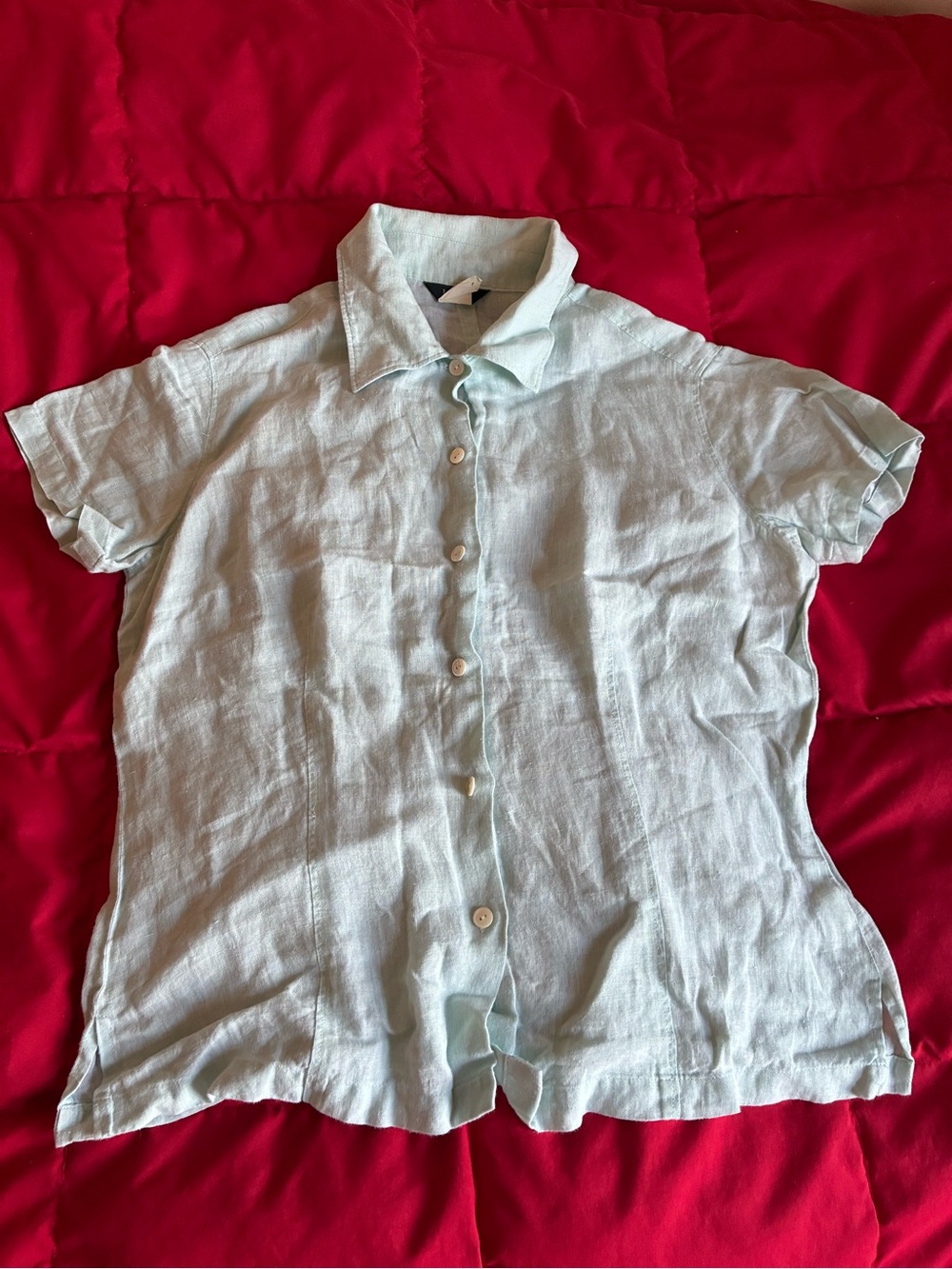 J. Crew Pale Green Linen Button-Down Shirt